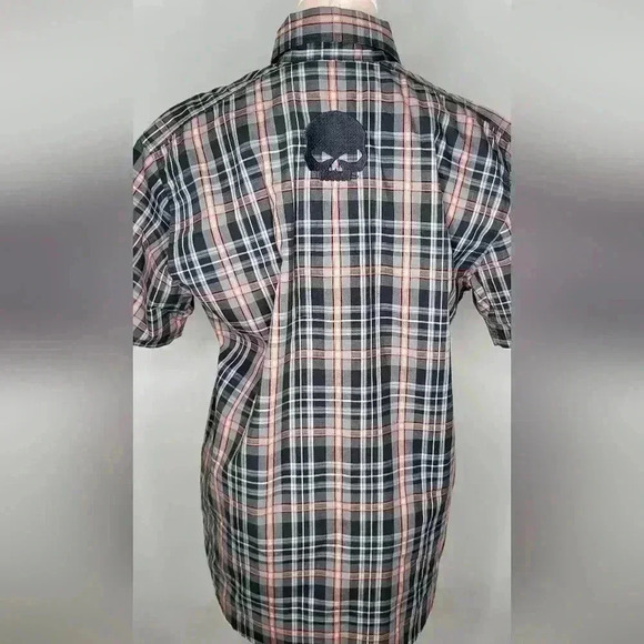 Harley-davidson NWT New Men's Button Down Plaid Skull Shirt Mens Size Small - Picture 6 of 11